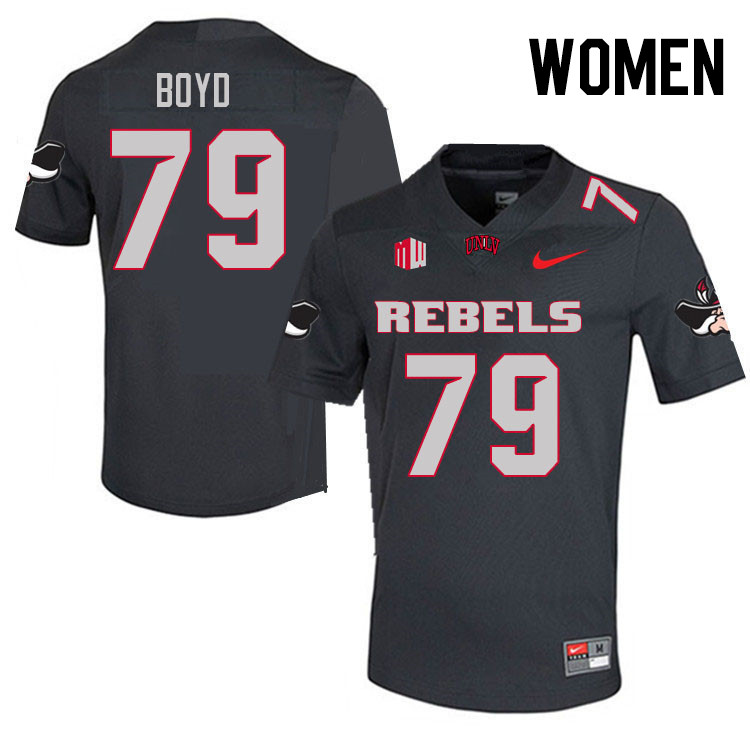 Women #79 Austin Boyd UNLV Rebels College Football Jerseys Stitched Sale-Charcoal - Click Image to Close
